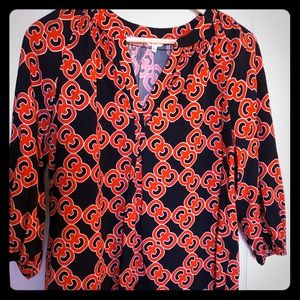 Crown & Ivy peasant in navy & orange